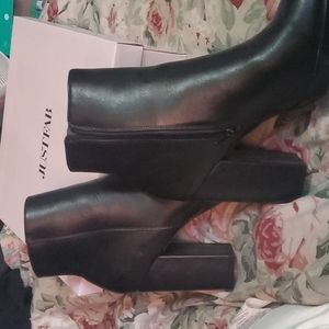 Justfab black platform booties,size 11